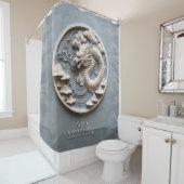 Dragon Wind Element Grau Weiß Duschvorhang (Beispiel)