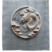 Dragon Wind Element Grau Weiß Duschvorhang (Vorderseite)