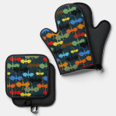 Dragon Wing Blue Flight Fantasy Ofenhandschuh & Topflappen-Set (Vorderseite/Rückseite)