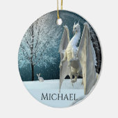 Dragon Winter Ice Crystals Snow Weihnachten Keramik Ornament (Links)