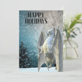 Dragon Winter Scene Snow Happy Holidays Feiertagskarte (Stehend Vorderseite)