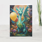 Dragon with Birthday Balloons Karte (Vorderseite)