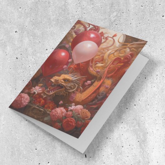 Dragon with Birthday Balloons  Karte
