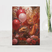 Dragon with Birthday Balloons Karte (Vorderseite)