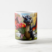 Dragon with red tulips. 15-ounce mug kaffeetasse (Mittel)