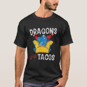 Dragon With Wings Loves Tacos Funny Gift Distresse T-Shirt (Vorderseite)