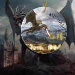 Dragon Wyvern Fire Atasy Fantasy Keramik Ornament<br><div class="desc">Dieses Design wurde mit digitaler Kunst erstellt, es kann personalisiert sein, indem man die Option Anpassen wählt. Kontaktieren Sie mich unter colorflowcreations@gmail.com oder nutzen Sie die Chat-Option oben auf der Seite, wenn Sie dieses Design auf einem anderen Produkt haben möchten. Kaufen Sie meine originale abstrakte Acrylmalerei zum Verkauf unter www.etsy.com/shop/colorflowart....</div>