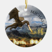 Dragon Wyvern Fire Atasy Fantasy Keramik Ornament (Vorne)