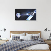Dragon XL-Raumfahrzeug mit Planet Erde in der Fern Leinwanddruck (Insitu (Schlafzimmer))