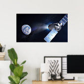 Dragon XL-Raumfahrzeug mit Planet Erde in der Fern Poster (Heimbüro)