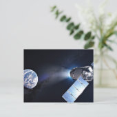 Dragon XL-Raumfahrzeug mit Planet Erde in der Fern Postkarte (Stehend Vorderseite)