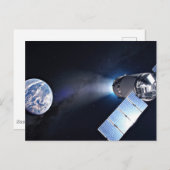 Dragon XL-Raumfahrzeug mit Planet Erde in der Fern Postkarte (Vorne/Hinten)