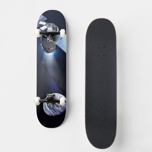 Dragon XL-Raumfahrzeug mit Planet Erde in der Fern Skateboard (Vorderseite)