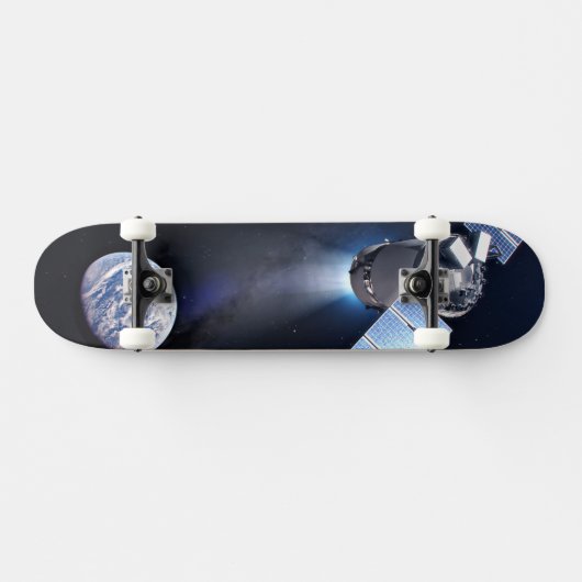 Dragon XL-Raumfahrzeug mit Planet Erde in der Fern Skateboard (Horizontal)