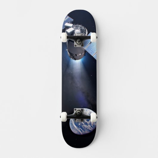 Dragon XL-Raumfahrzeug mit Planet Erde in der Fern Skateboard (Vorderseite)