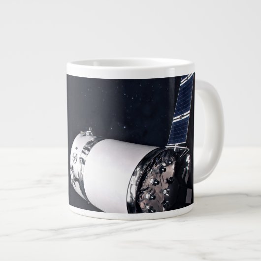 Dragon Xl Spacecraft nähert sich einem Lunar Gatew Jumbo-Tasse (Vorderseite Rechts)