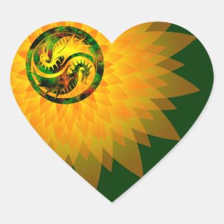 Dragon Yin Yang Herz-Aufkleber