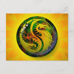 Dragon Yin Yang Postkarte