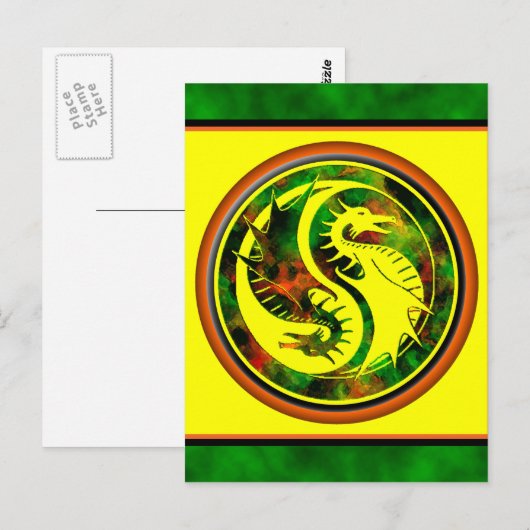 Dragon Yin Yang Postkarte (Vorne/Hinten)
