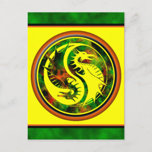 Dragon Yin Yang Postkarte