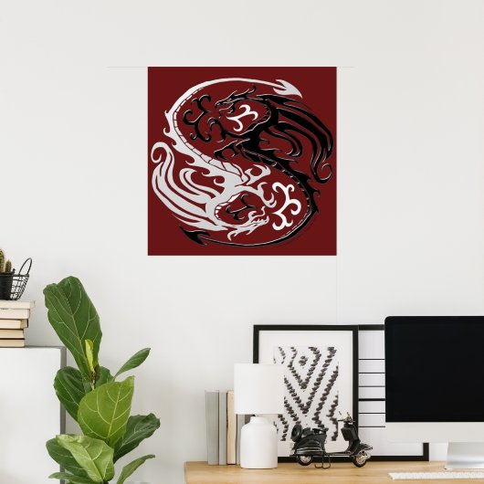 Dragon Yin Yang Print Poster (Heimbüro)