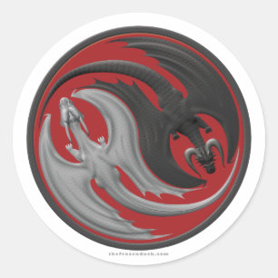 Dragon Yin-Yang Runder Aufkleber