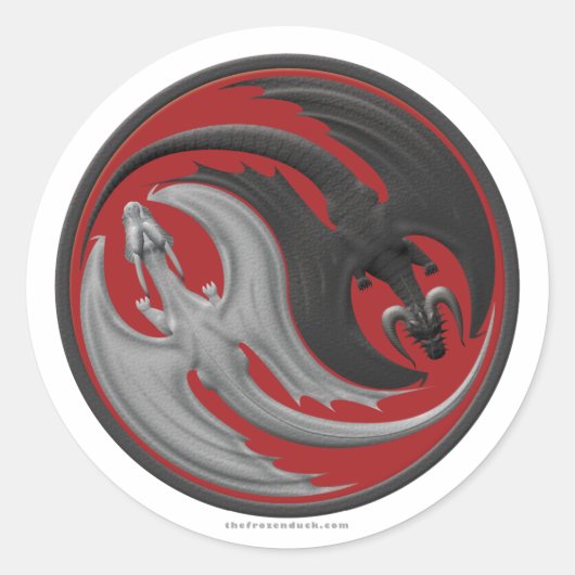 Dragon Yin-Yang Runder Aufkleber (Vorderseite)
