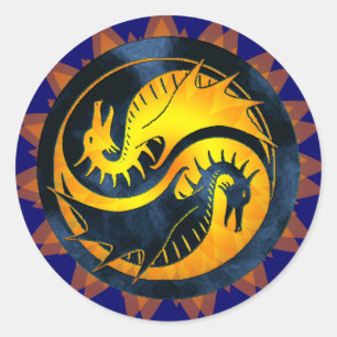 Dragon Yin Yang Runder Aufkleber