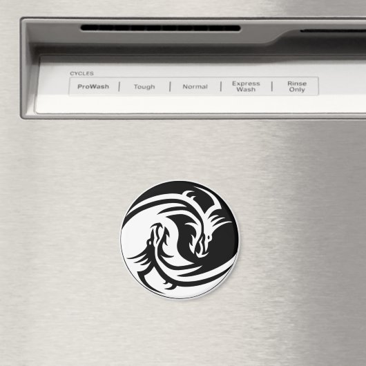 Dragon YinYang 2¼ Inch Round Magnet (In Situ (Geschirrspüler))