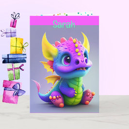 Dragon Young Child Birthday hinzufügen Name und Un Karte
