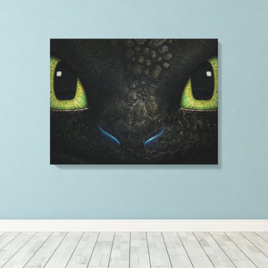 Dragon zahnlose Premium Wrapped Canvas (Gloss) Leinwanddruck (Insitu (Holzboden))