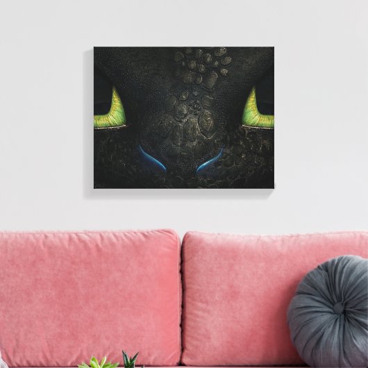 Dragon zahnlose Premium Wrapped Canvas (Gloss) Leinwanddruck (Insitu (Wohnzimmer))