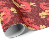 Dragon Zodiac Grüße für das wohlhabende Mondjahr Geschenkpapier (Rolleneckpunkt)