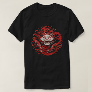 Dragon Zodiac Red White Paper Cutting Stil asiatis T-Shirt