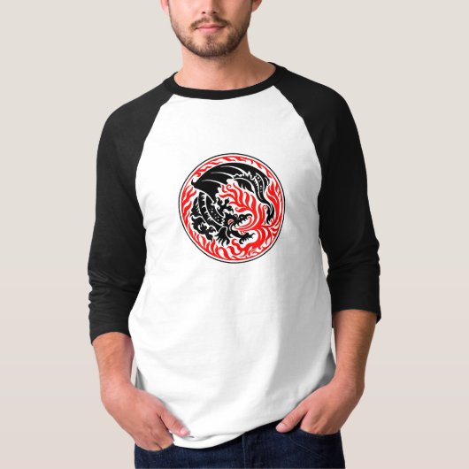Dragoncircle - Black with Red Fire T-Shirt (Vorderseite)