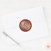 Dragoncircle - Chrome mit Gold Fire on Red Runder Aufkleber (Umschlag)