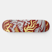 Dragoncircle - Chrome mit Gold Fire on Red Skateboard (Horizontal)