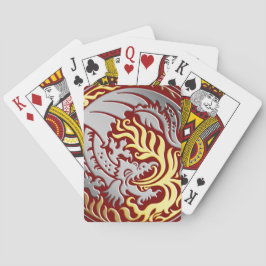 Dragoncircle - Chrome mit Gold Fire on Red Spielkarten