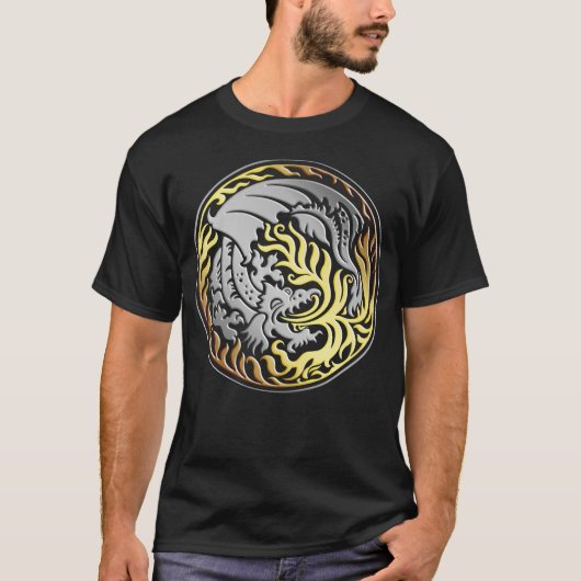 Dragoncircle - Chrome und Gold T-Shirt (Vorderseite)