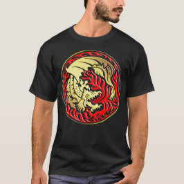 Dragoncircle - Gold mit rotem Feuer T-Shirt