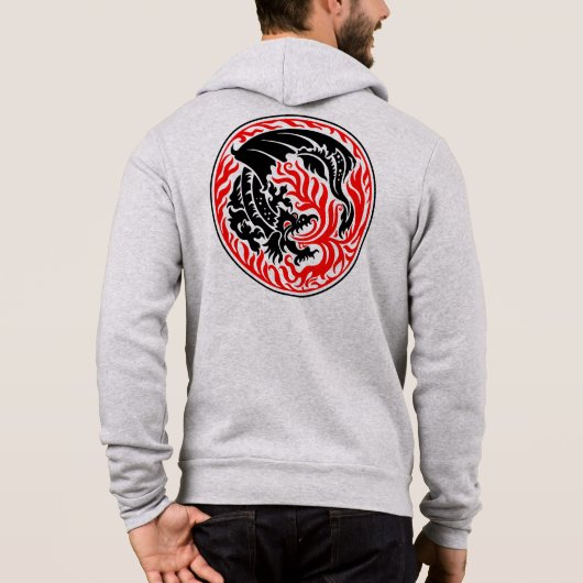 Dragoncircle - Schwarz mit rotem Feuer Hoodie (Rückseite)