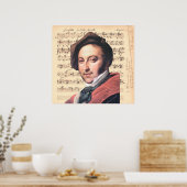 Dragonetti ~ Gioachino Rossini mit Notenhintergrun Poster (Küche)