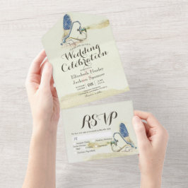 Dragonfis paarnde Herzform Hochzeitsstimmung RSVP All In One Einladung