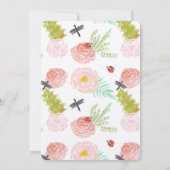 Dragonfis Rose Brautparty Wasserfarben Einladung (Rückseite)