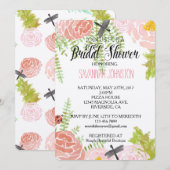 Dragonfis Rose Brautparty Wasserfarben Einladung (Vorne/Hinten)