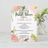 Dragonfis Rose Brautparty Wasserfarben Einladung (Stehend Vorderseite)