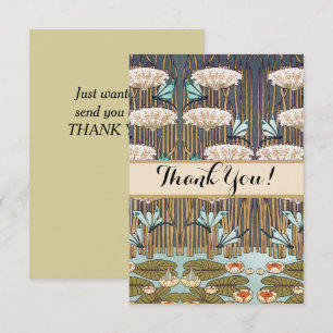 Dragonfis Water Lilies Marsh Art Nouveau Dankeskarte