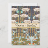 Dragonfis Water Lilies Marsh Art Nouveau Einladung (Vorderseite)