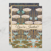 Dragonfis Water Lilies Marsh Art Nouveau Einladung (Vorne/Hinten)