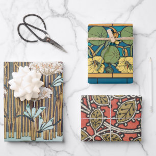 Dragonfis Water Lilies Marsh Art Nouveau Geschenkpapier Set